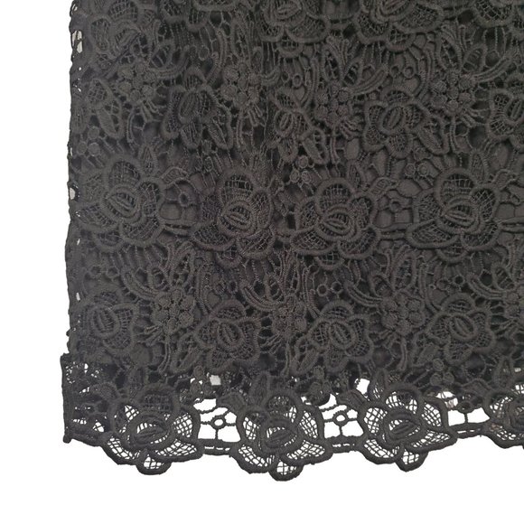 Nanette Lepore NWT Size L Top Blouse Floral Lace Overlay Sleeveless Lined Black - Picture 6 of 9